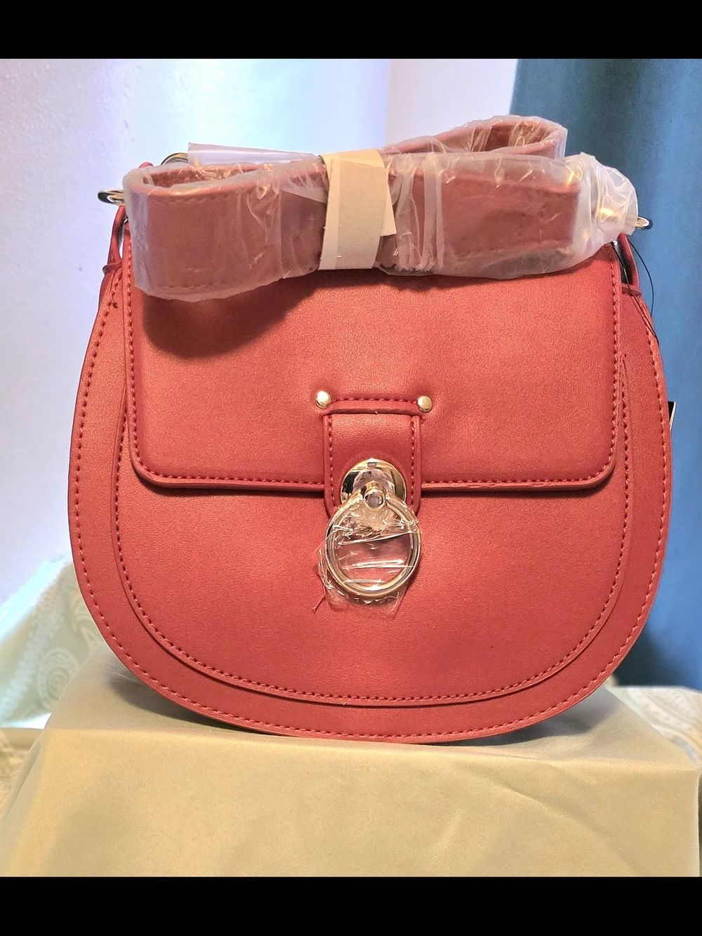 Badgley Mischka Red Saddle Bag - Letter Lock